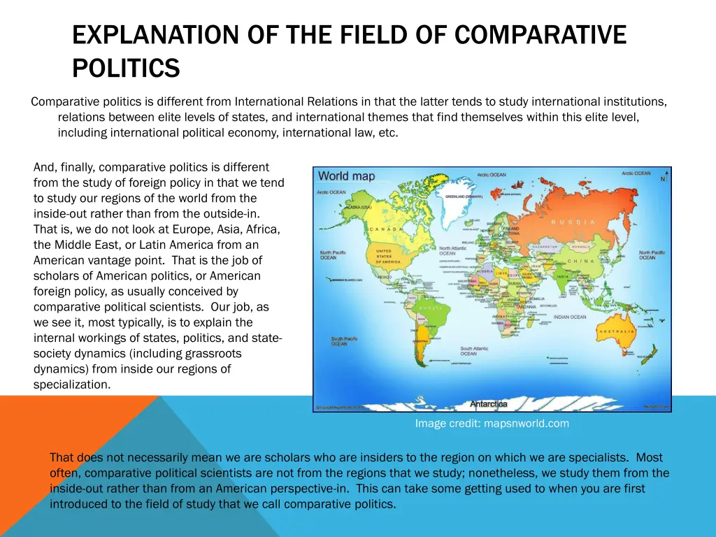 explanation of the field of comparative politics