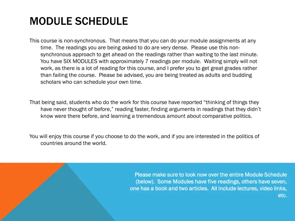 module schedule