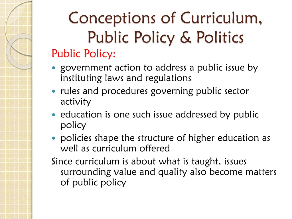 conceptions of curriculum public policy politics 1