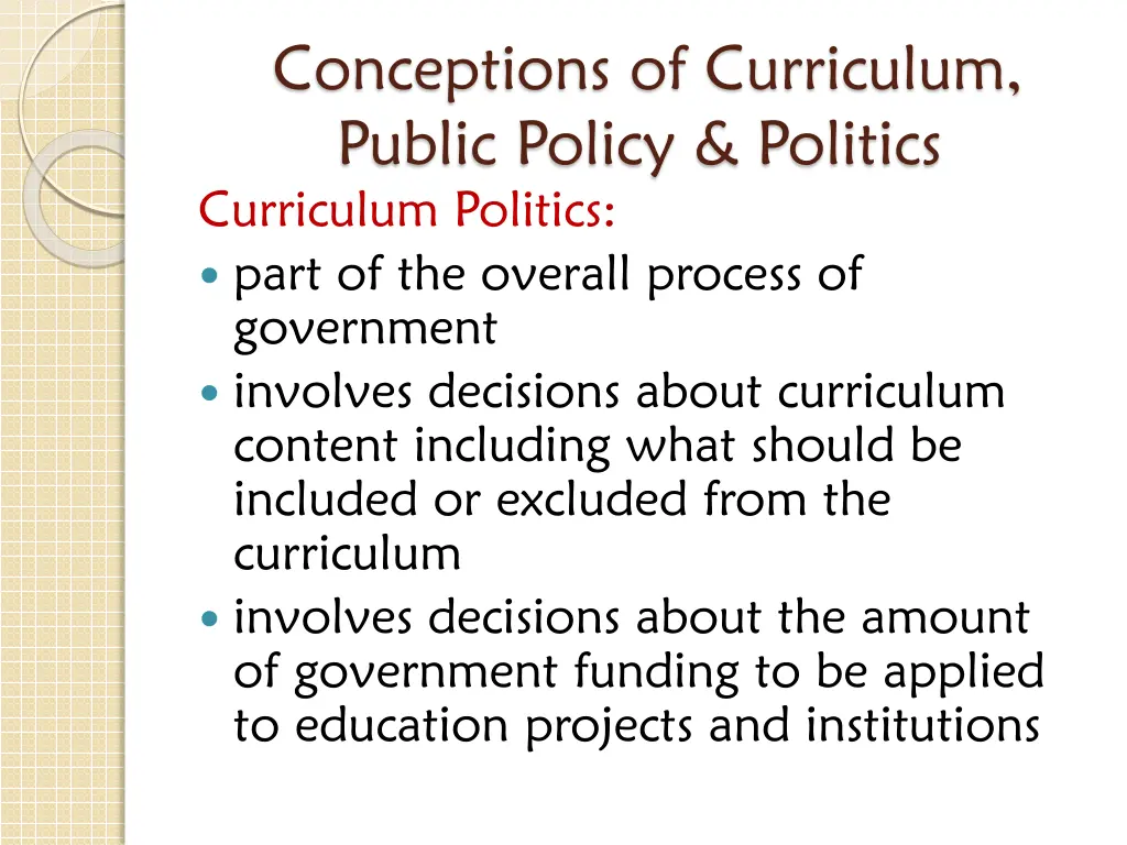 conceptions of curriculum public policy politics 3