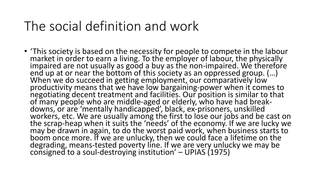 the social definition and work