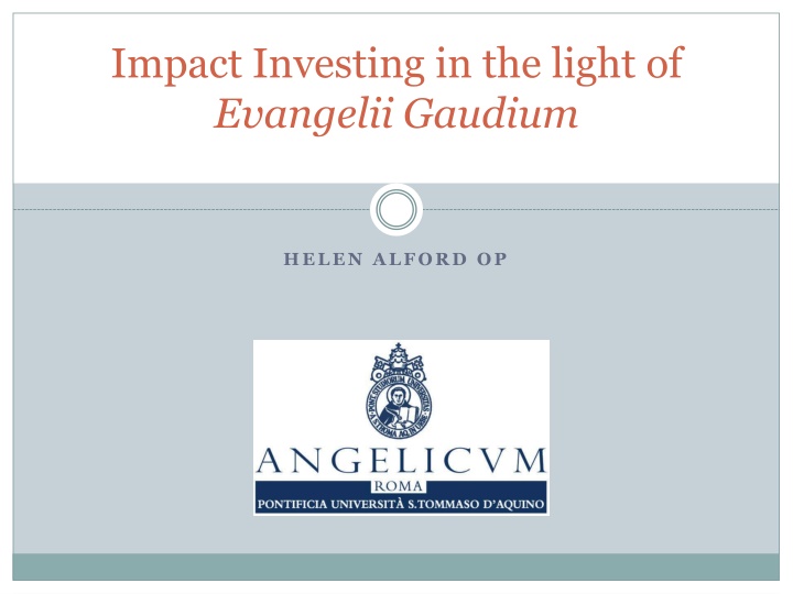 impact investing in the light of evangelii gaudium