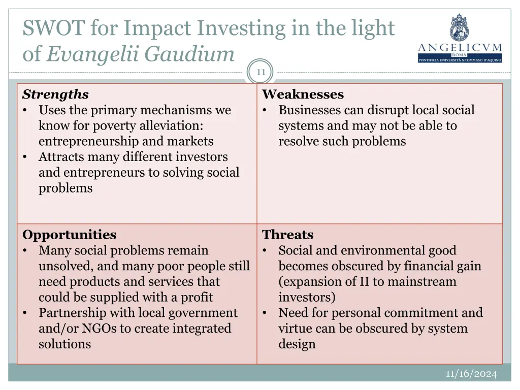 swot for impact investing in the light