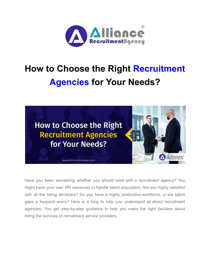 how to choose the right recruitment agencies