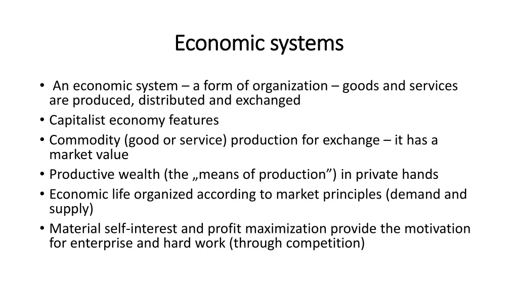 economic economic systems