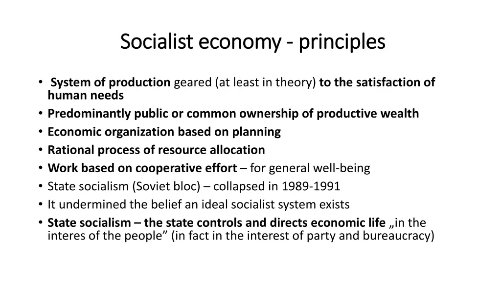 socialist socialist economy economy principles