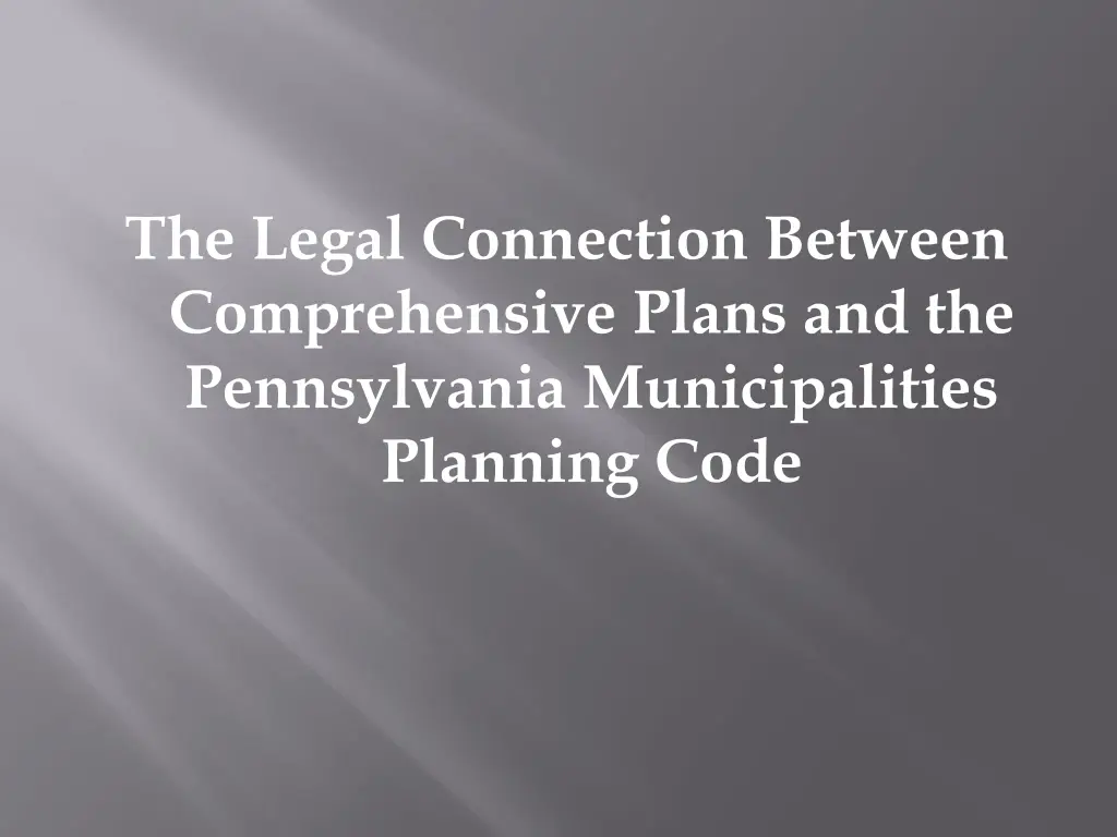 the legal connection between comprehensive plans