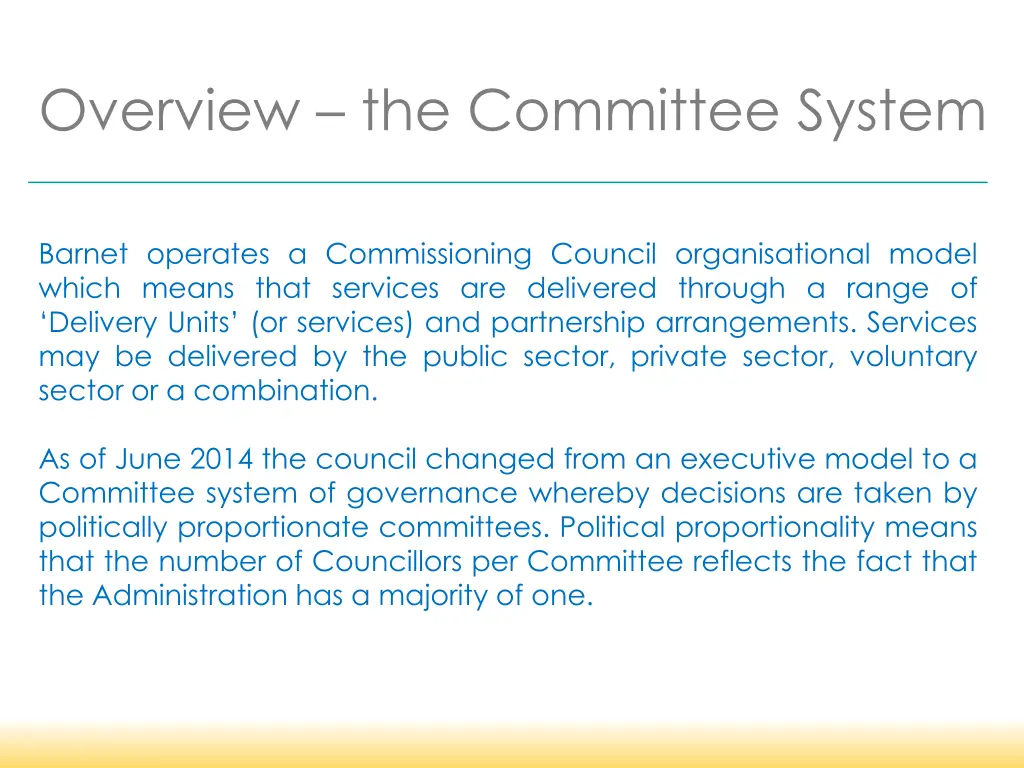 overview the committee system