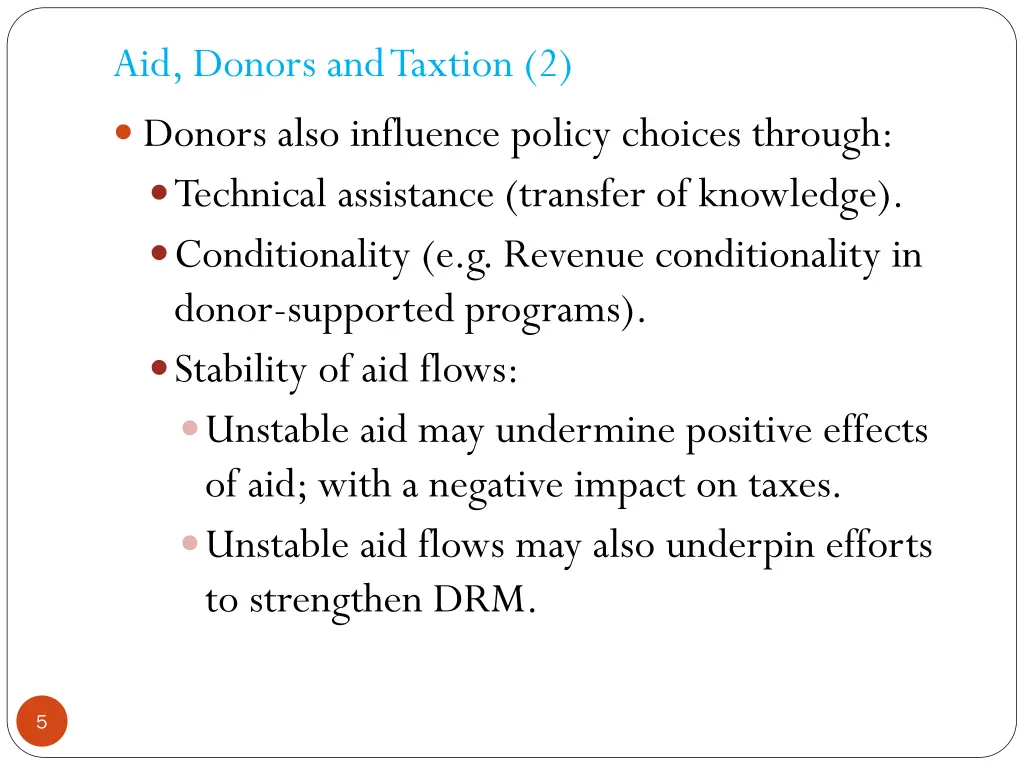 aid donors and taxtion 2 donors also influence