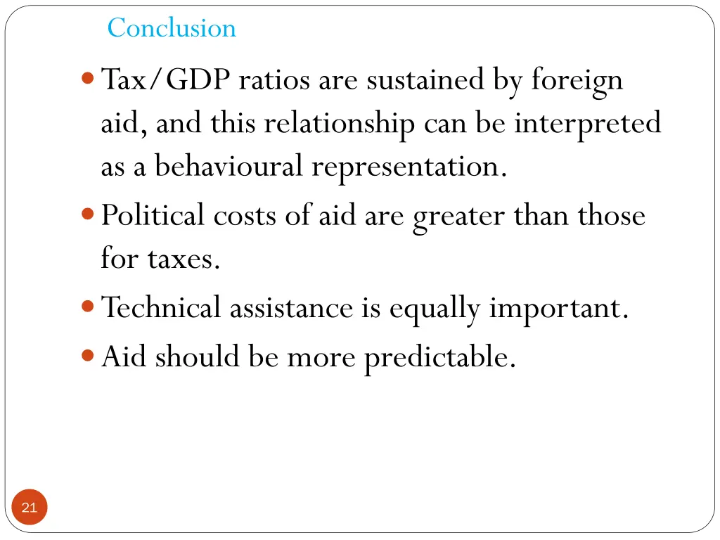 conclusion tax gdp ratios are sustained