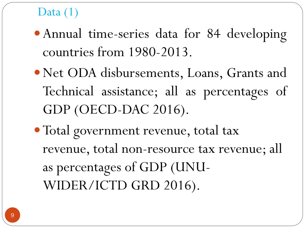 data 1 annual time series data for 84 developing