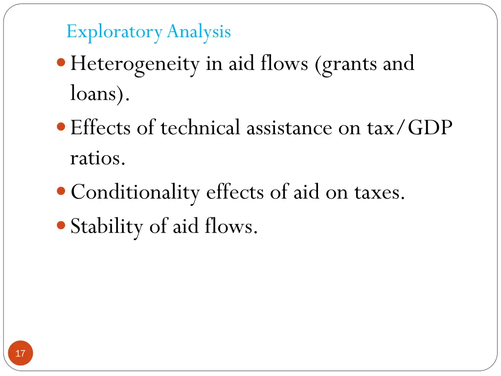 exploratory analysis heterogeneity in aid flows