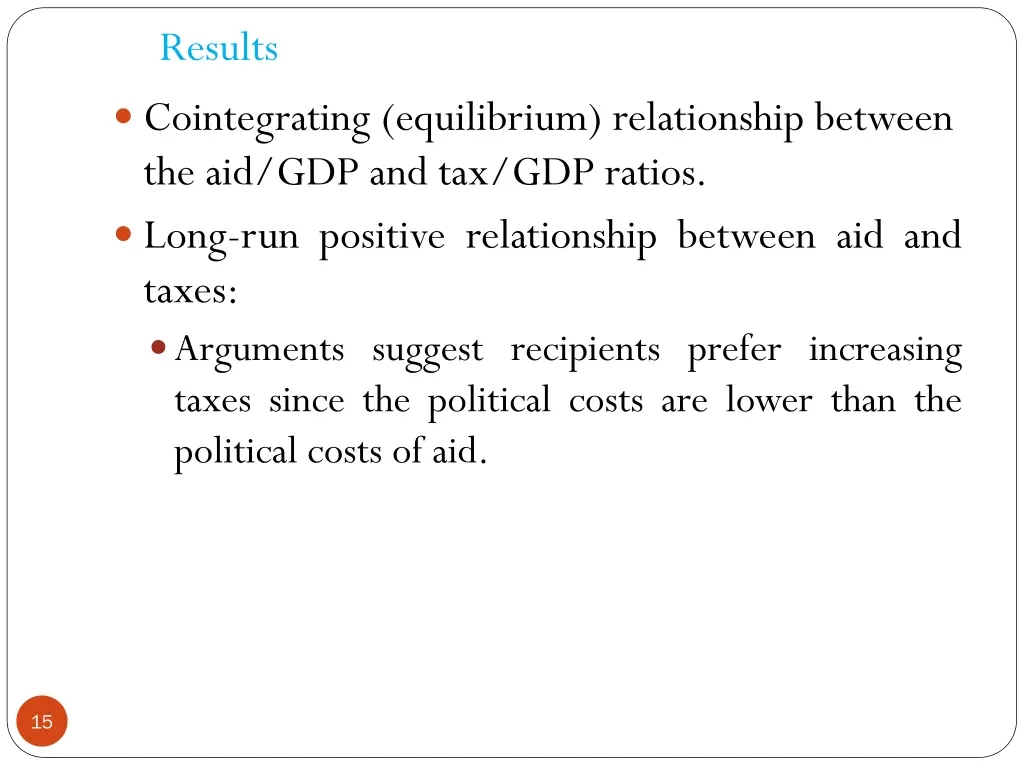 results cointegrating equilibrium relationship