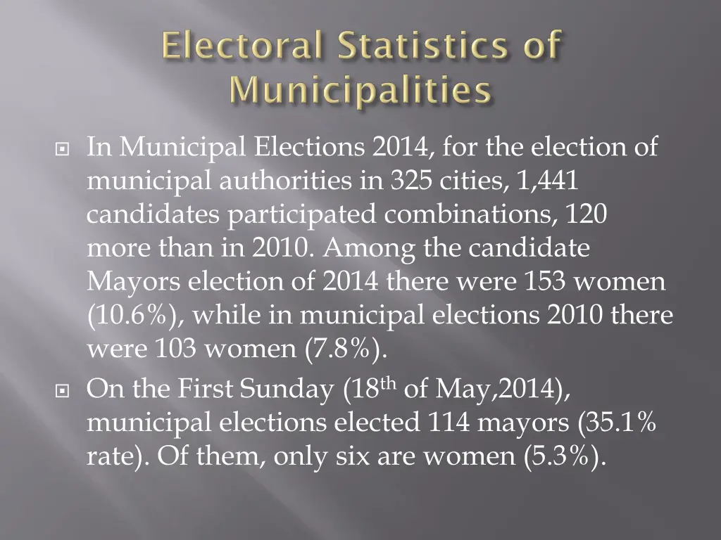 in municipal elections 2014 for the election