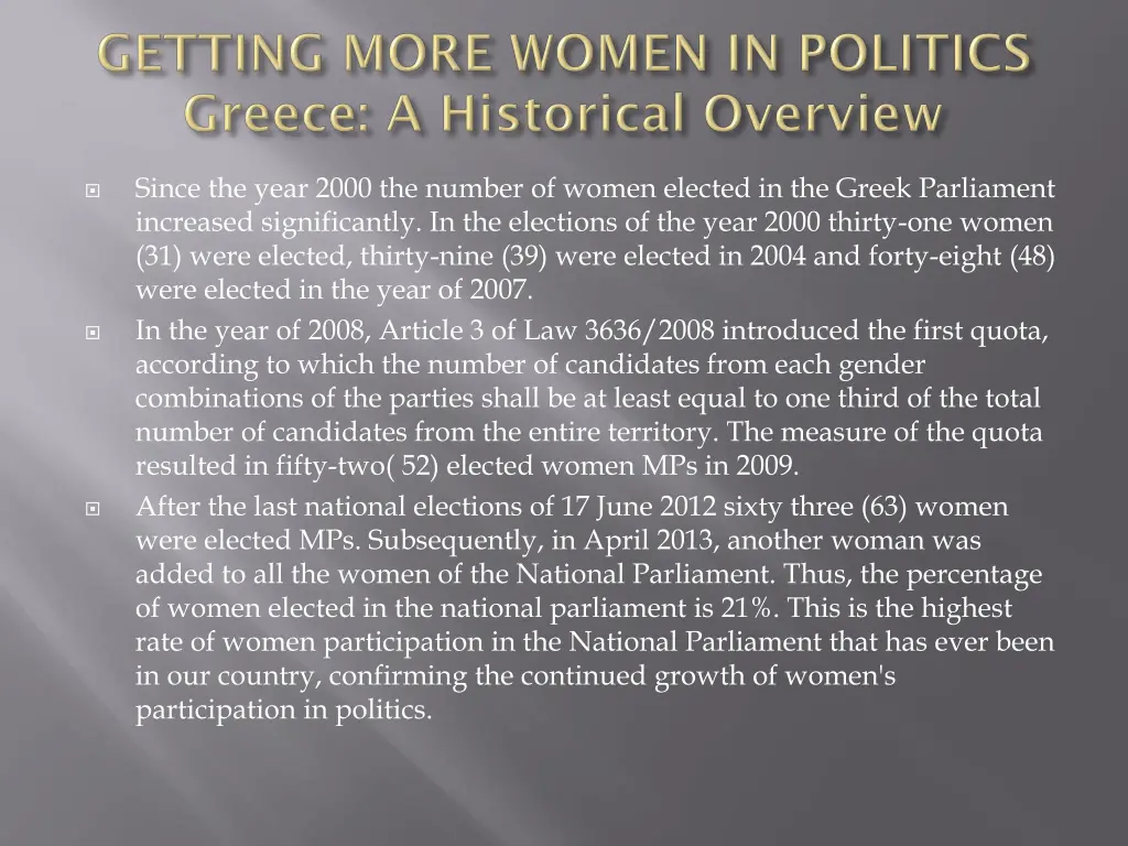 since the year 2000 the number of women elected