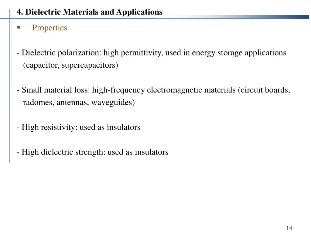 4 dielectric materials and applications