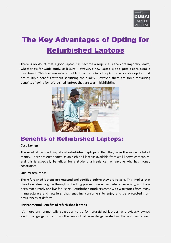 the key advantages of opting for refurbished