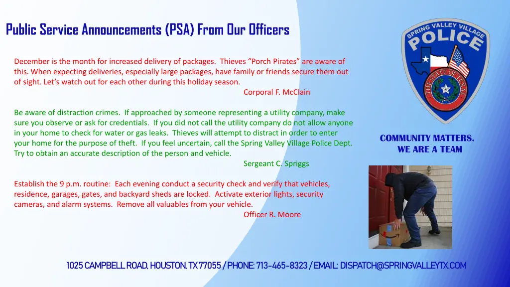 public service announcements psa from our officers