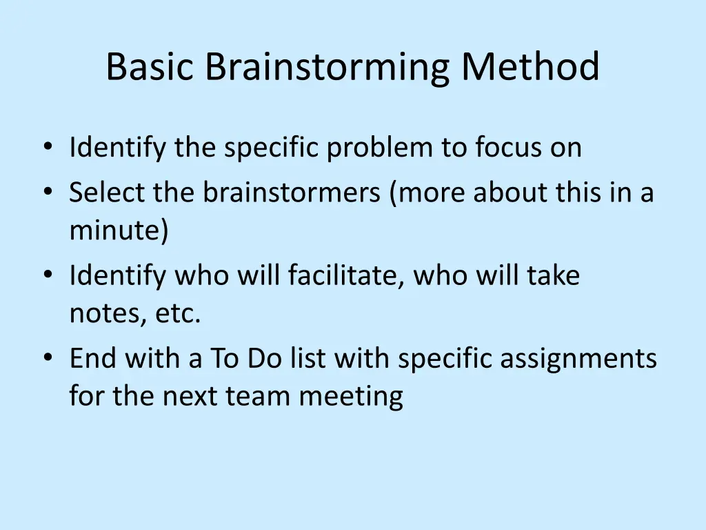 basic brainstorming method