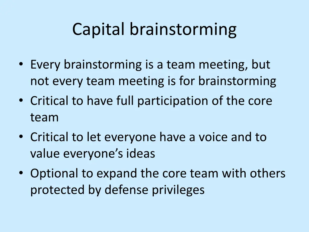 capital brainstorming