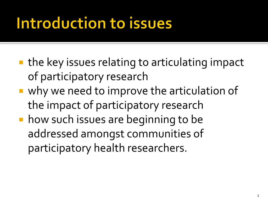 the key issues relating to articulating impact