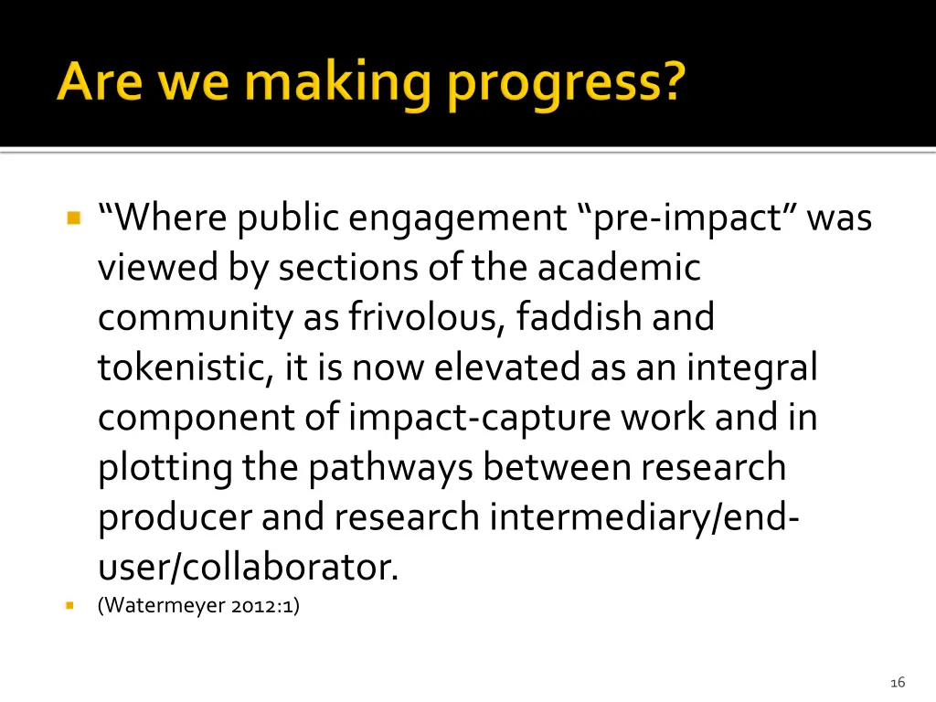 where public engagement pre impact was viewed