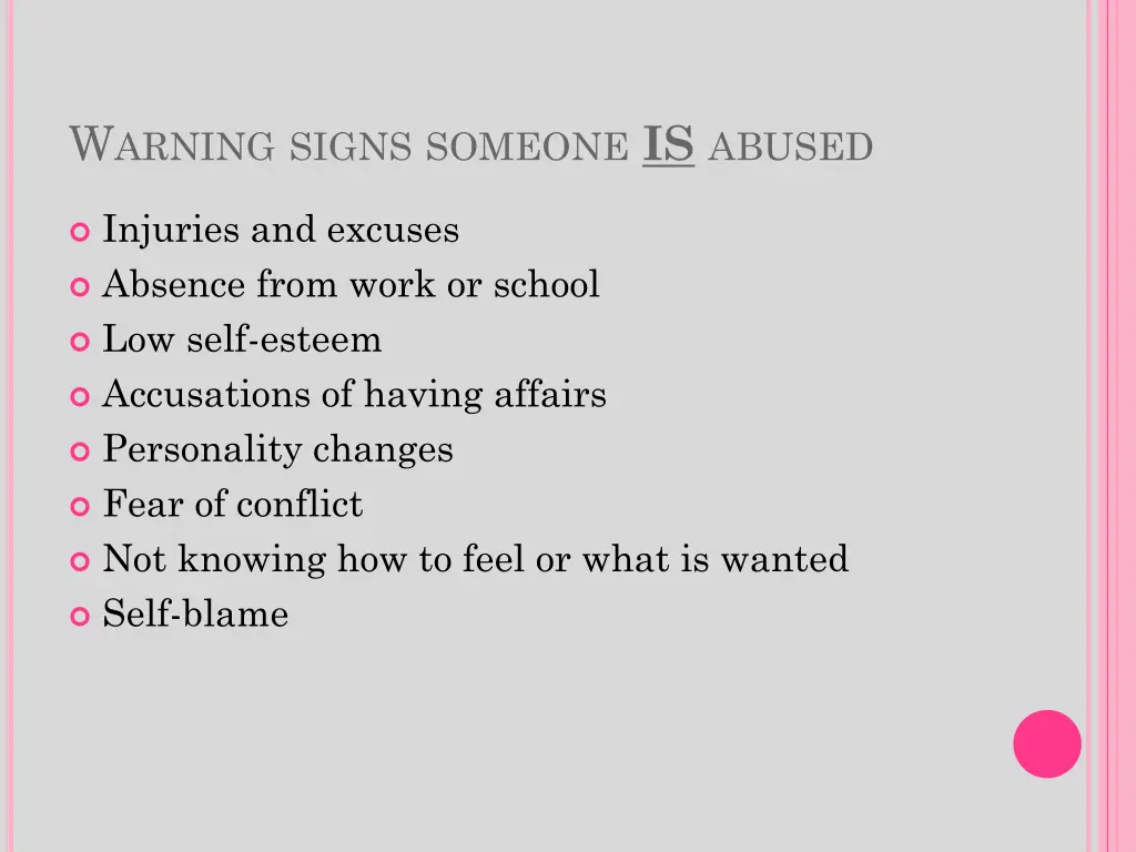 w arning signs someone is abused