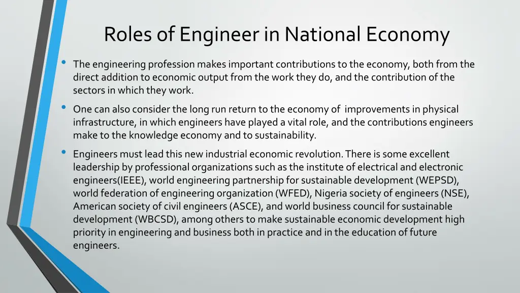 roles of engineer in national economy