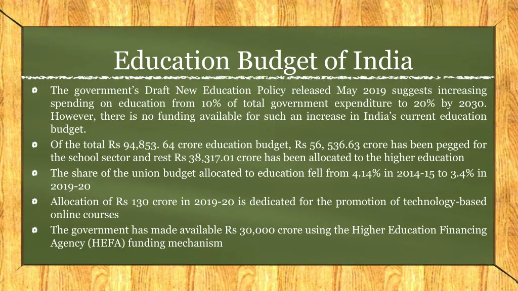 education budget of india 1