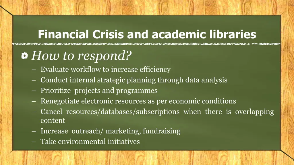 financial crisis and academic libraries