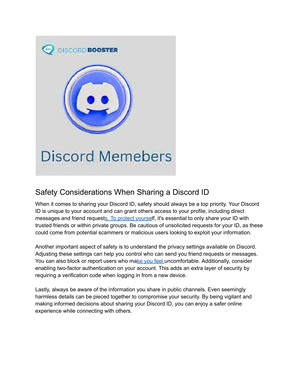 safety considerations when sharing a discord id