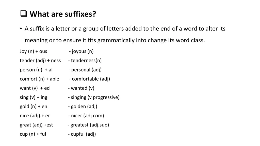 what are suffixes