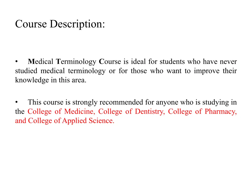 course description