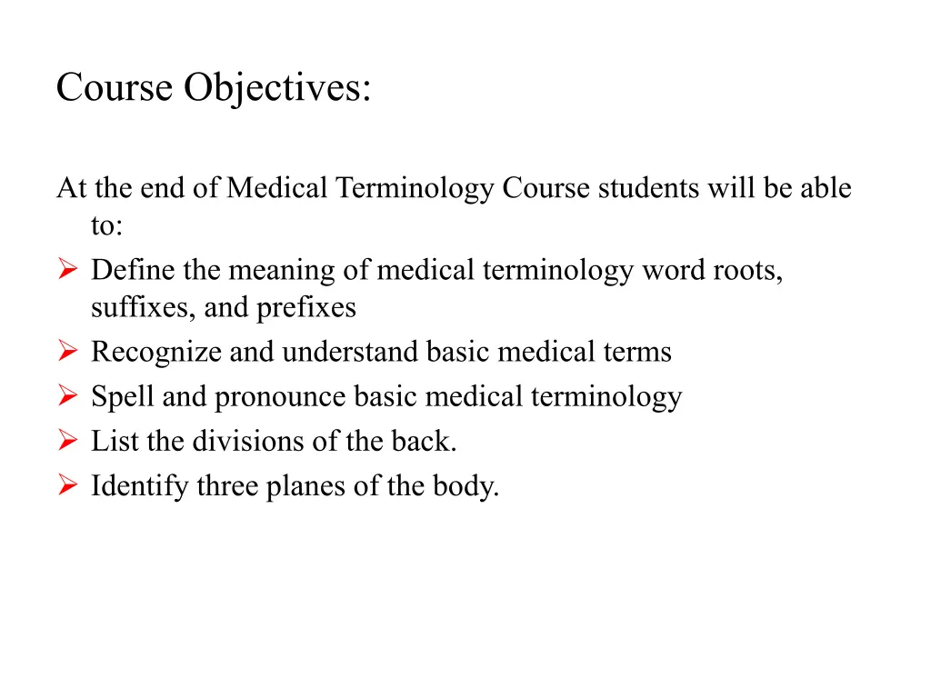 course objectives