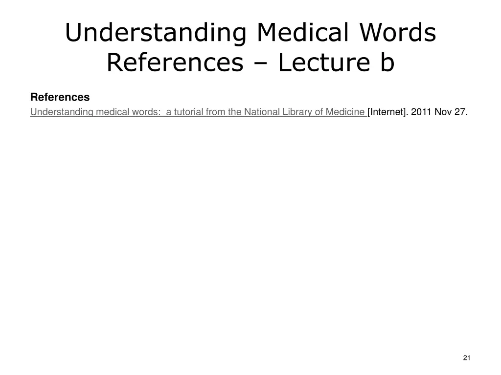 understanding medical words references lecture b