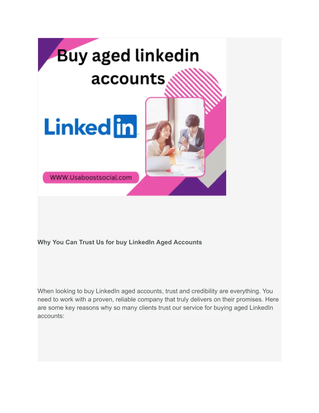 why you can trust us for buy linkedin aged