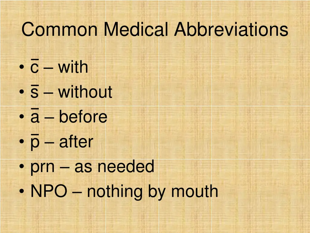 common medical abbreviations