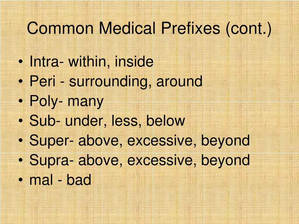 common medical prefixes cont