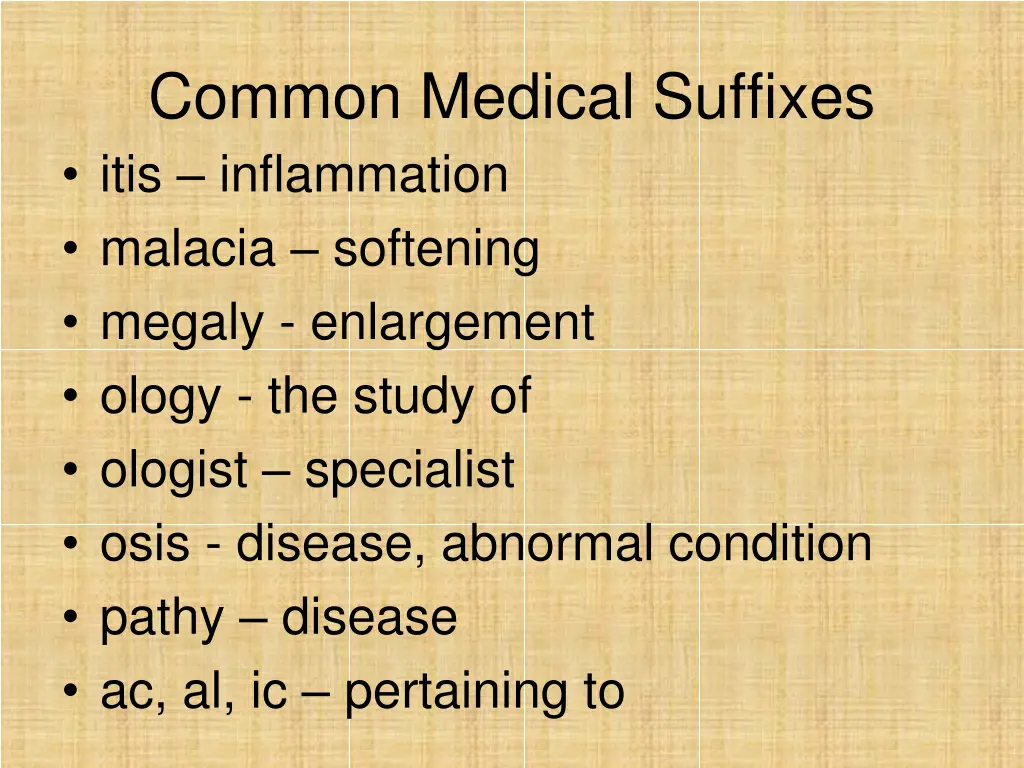 common medical suffixes itis inflammation malacia