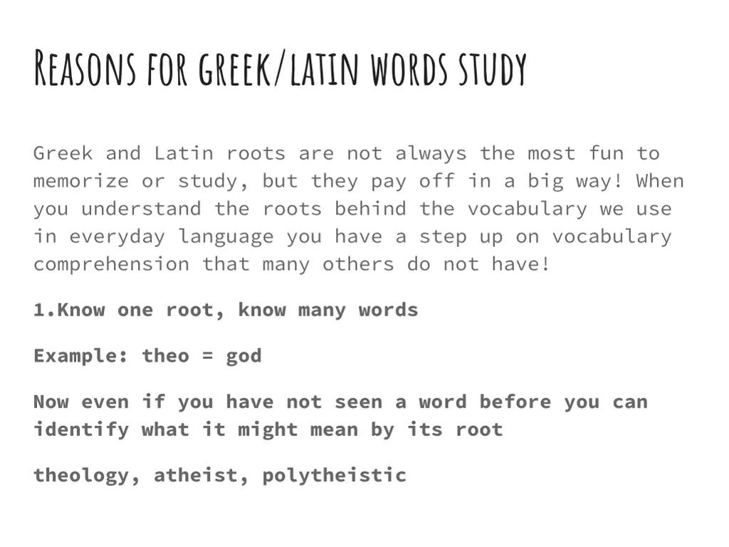 reasons for greek latin words study