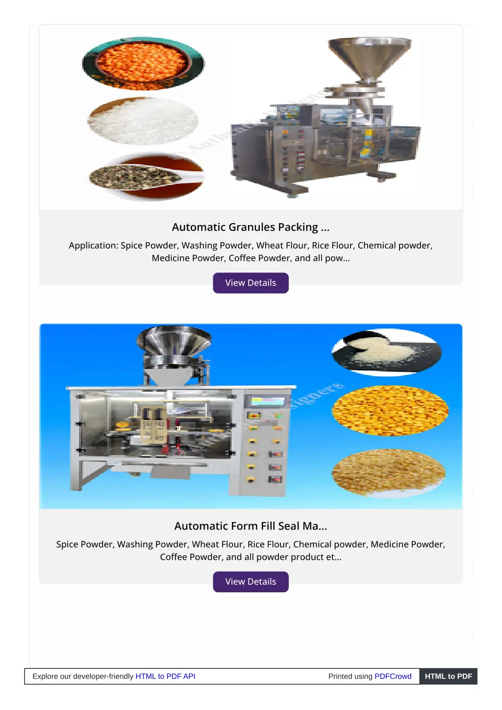 automatic granules packing