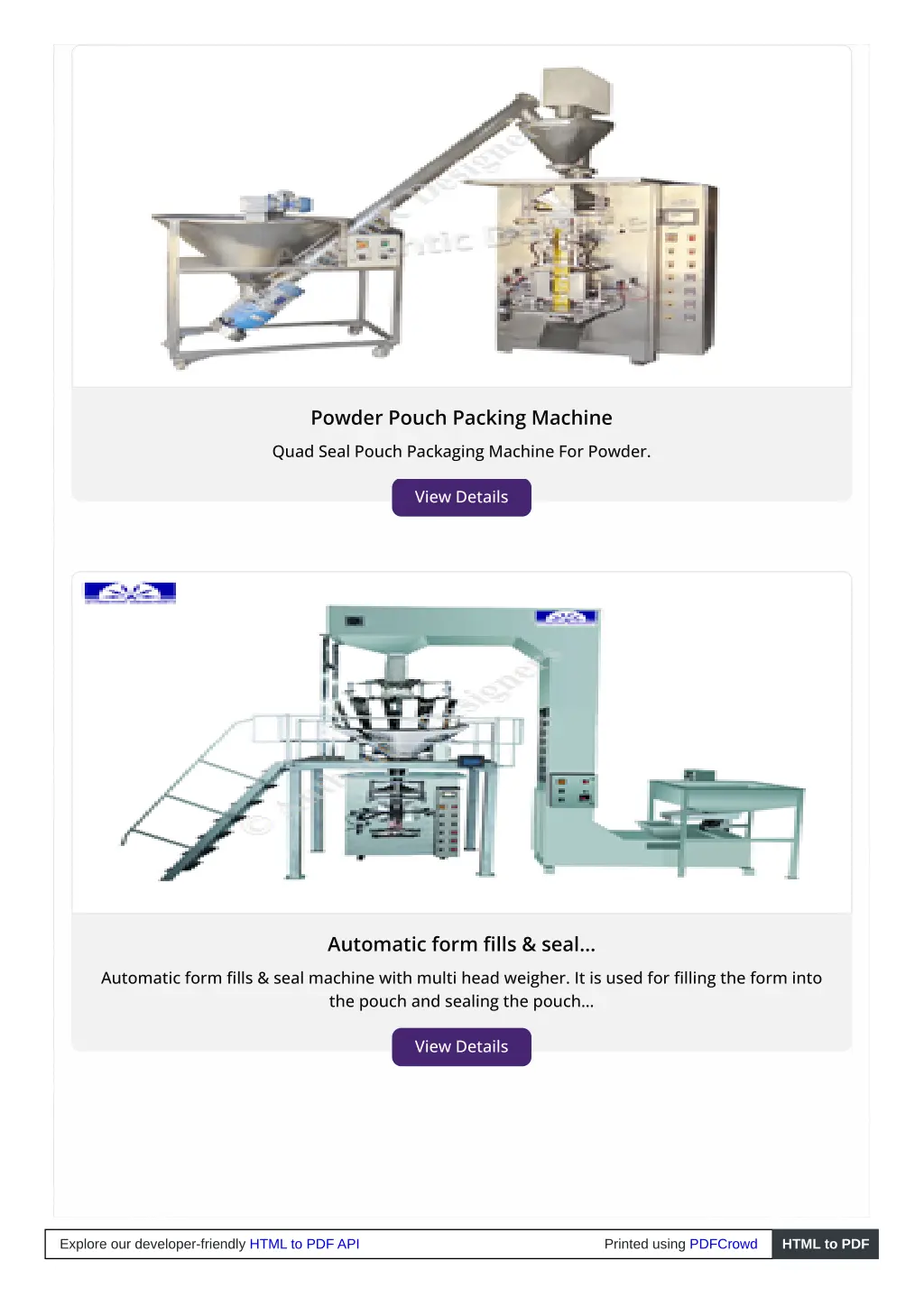 powder pouch packing machine