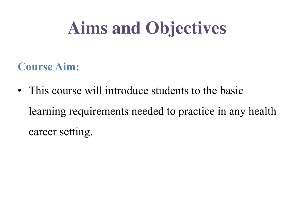 aims and objectives