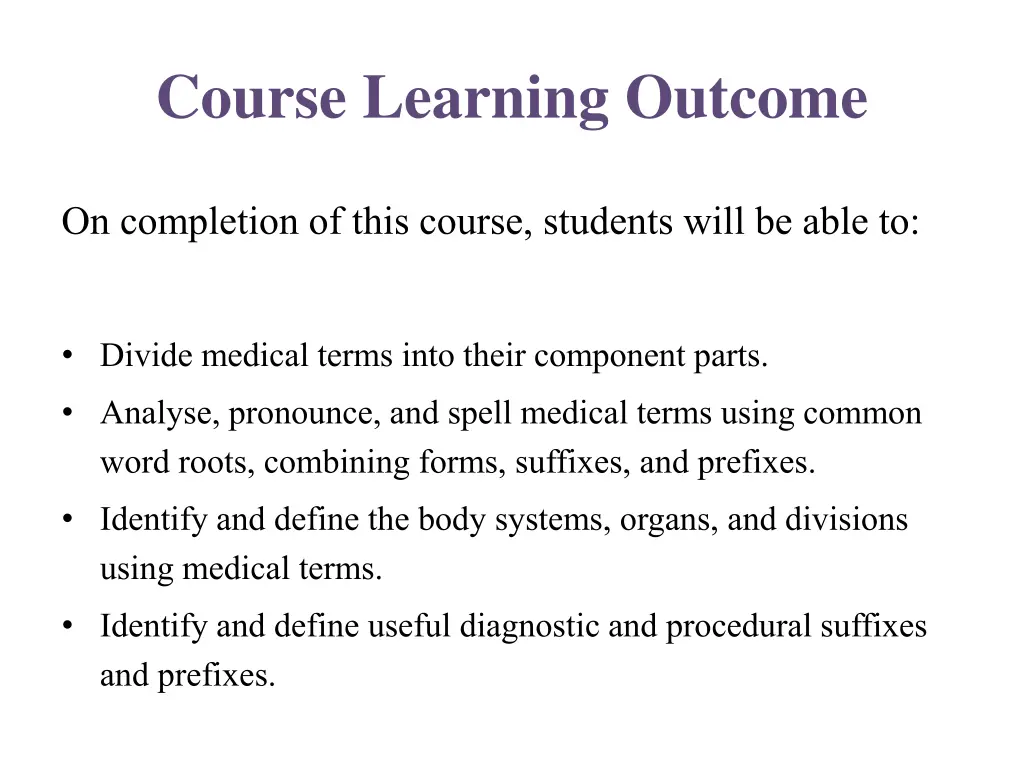 course learning outcome