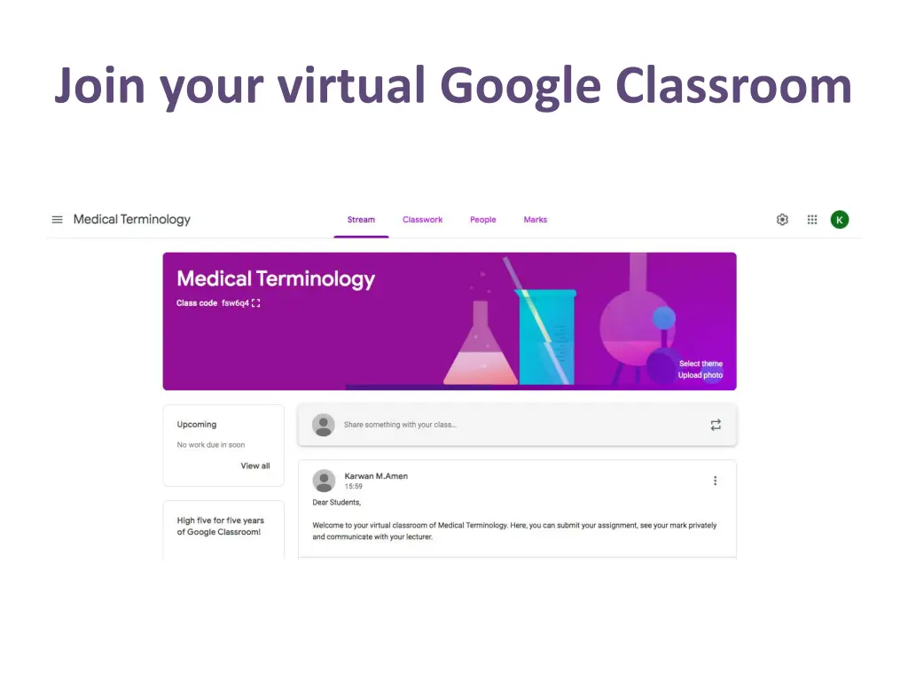 join your virtual google classroom