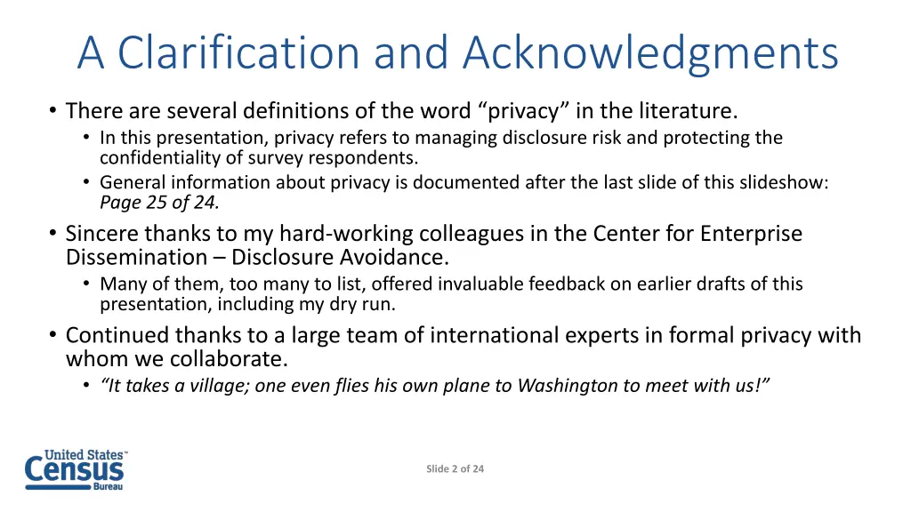 a clarification and acknowledgments