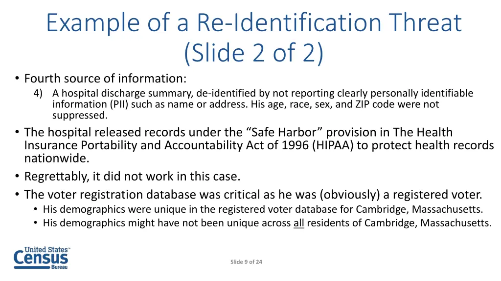 example of a re identification threat slide 1