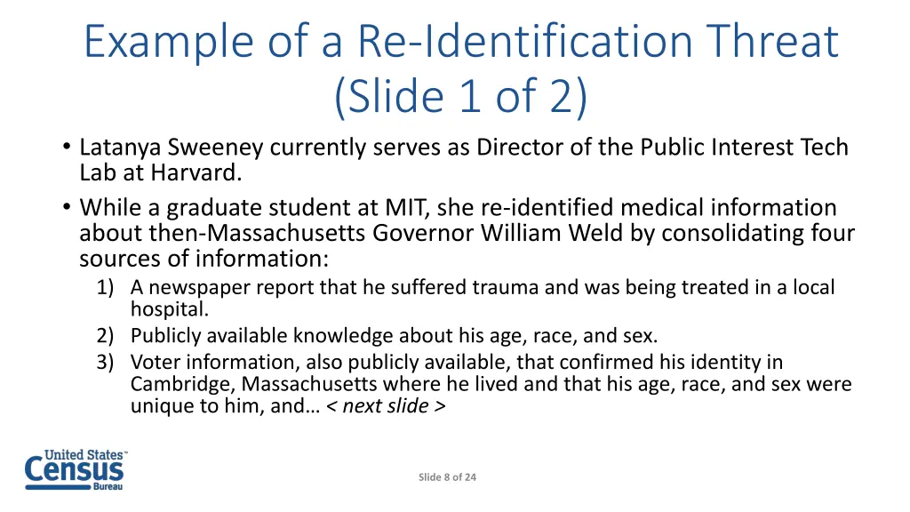 example of a re identification threat slide