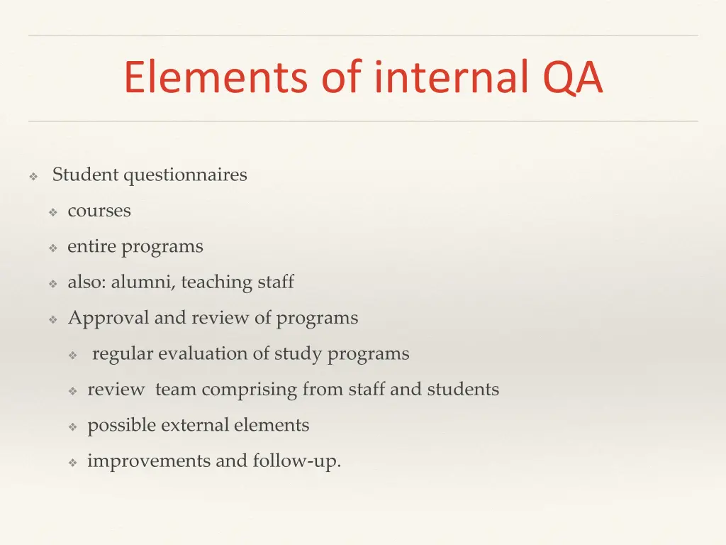 elements of internal qa