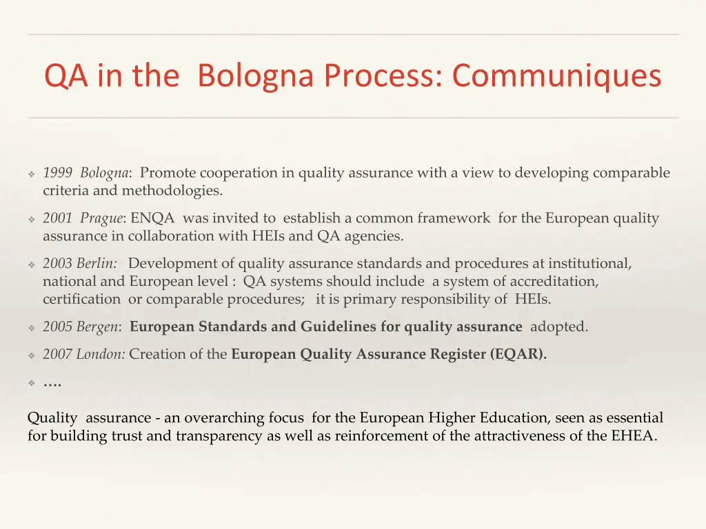 qa in the bologna process communiques